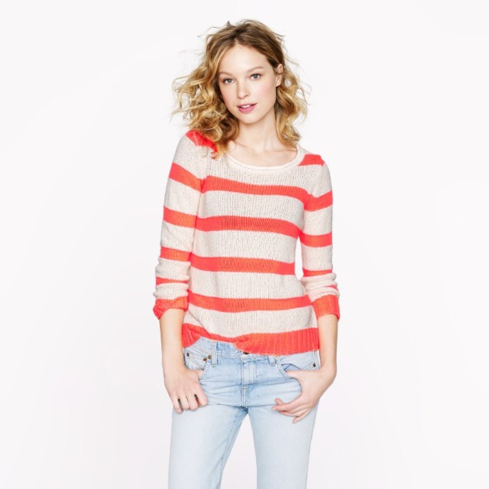 J. CREW TWISTED STITCH OPEN-NECK SWEATER IN NEON